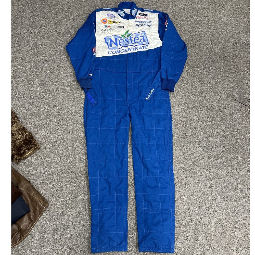 Simpson Racing Suit Mens XL Blue Nestea NASCAR Busch Series Signed Kyle Kelley